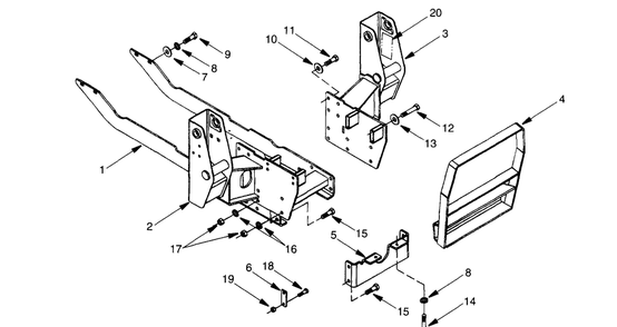 Loader Mount Diagram and Parts List for 590100 Cub Cadet Lawn Tractor